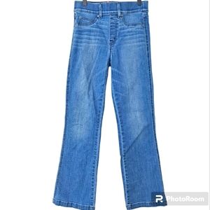 Spanx pull on blue straight leg jeans size S